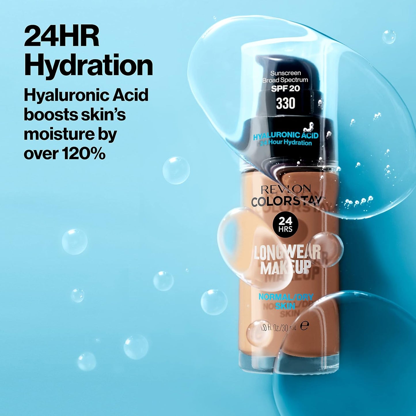 Revlon Liquid Foundation, ColorStay Face Makeup for Normal & Dry Skin, SPF 20, Longwear Medium-Full Coverage with Natural Finish, Oil Free, 370 Toast, 1 Fl Oz
