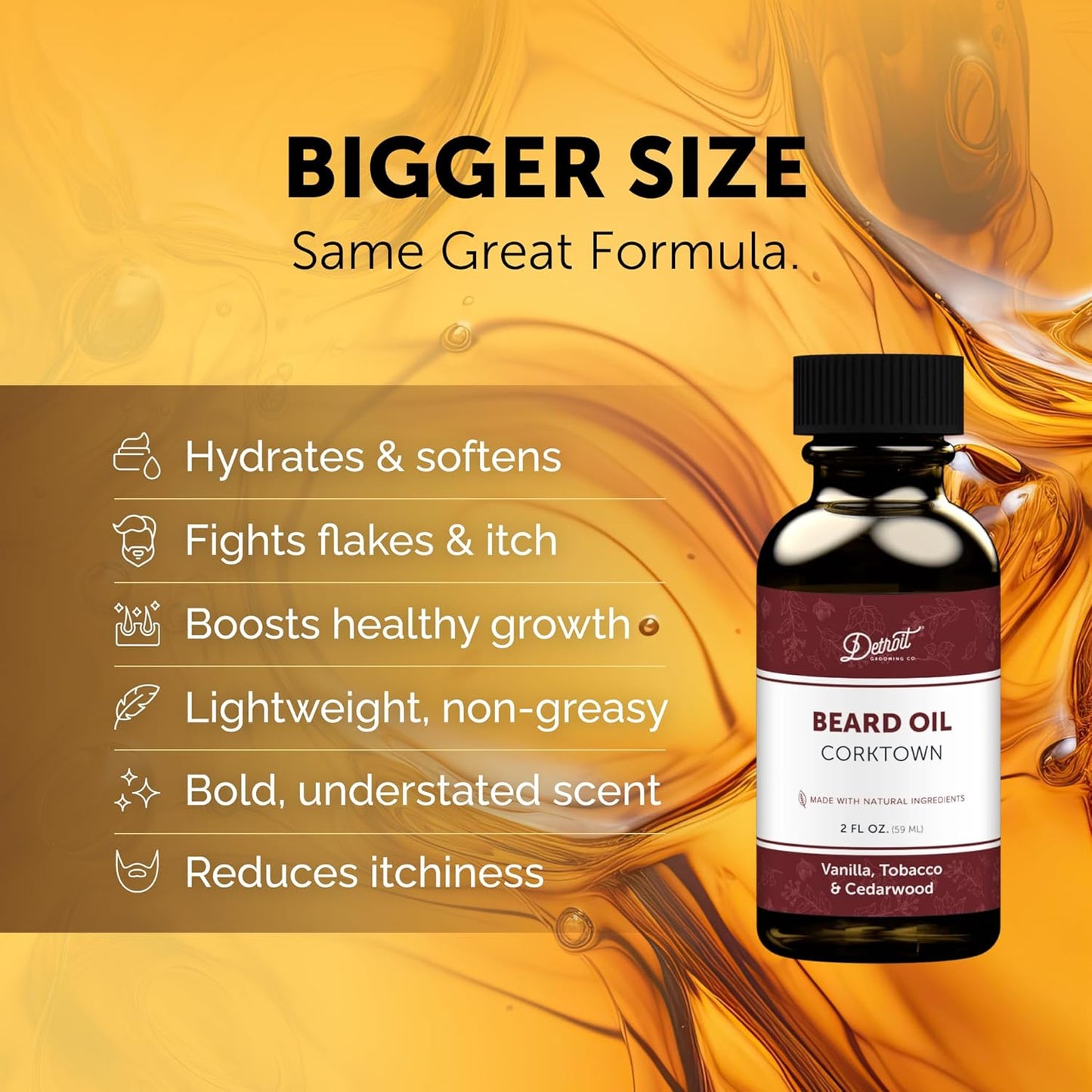 Detroit Grooming Beard Oil | Hydrating & Nourishing Formula with Vitamin E • Corktown Scent (2 oz)