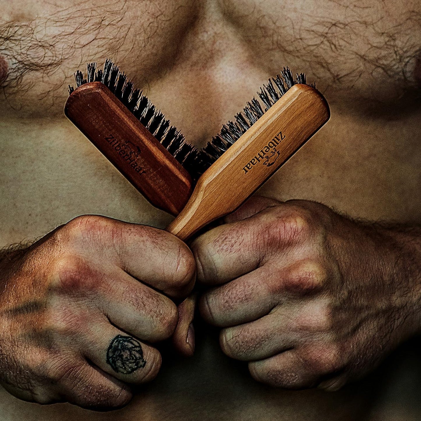 ZilberHaar Regular Beard Brush - Soft Boar Bristles - Beard grooming brush for men - Straightens and Promotes beard growth - Works with Beard Oils and Balms - Essential for beard care kits