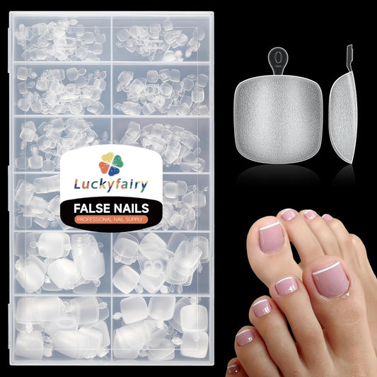 Short Toe Nail Tips Square Toe Nail Press Ons Full Matte 504pcs Full Cover Toenail Press On Nails Smoothly Curved for Any Toenail Shapes Easily DIY Salon, 12 Sizes Toe Acrylic Nails, Luckyfairy