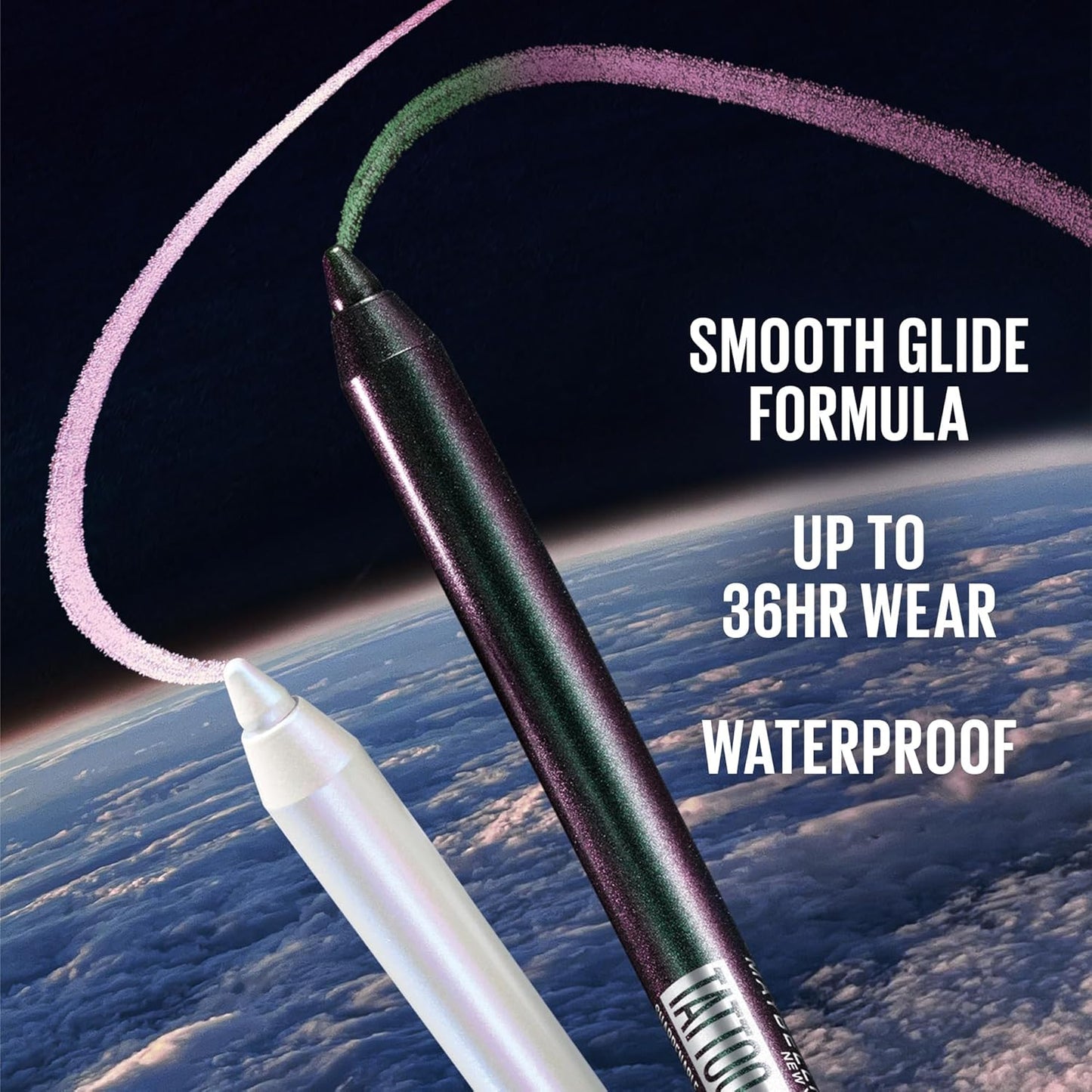 MAYBELLINE Tattoo Studio Long-Lasting Sharpenable Eyeliner Pencil, Glide on Smooth Gel Pigments with 36 Hour Wear, Waterproof, Aurora Flip, 1 Count