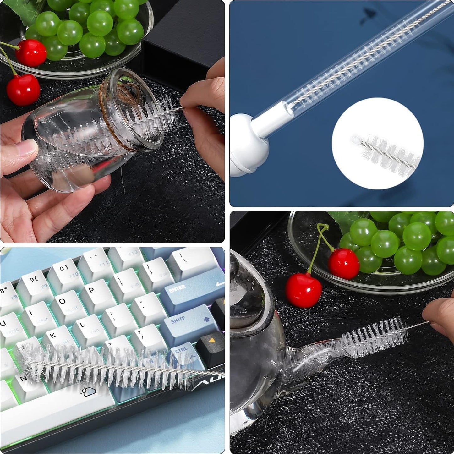 Straw Cleaner Brush Set, 12-Piece 11.8 Inch Long Botthle Cleaning Brush, Nylon Tube Brush Kit for Straws on Tumbler, Water Bottle, Sippy Cup and Pipes, Tubes or Tea Pot Spout