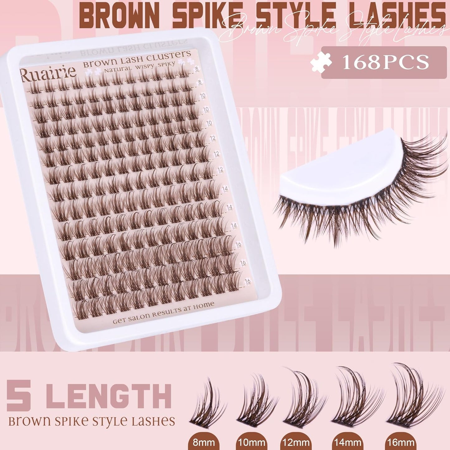 Brown Lash Clusters Invisible Band Eyelash Clusters Manga Cluster Lashes Natural Lashes Clusters C Curly 8-16mm Wispy Cluster Eyelash Extensions 168pcs DIY Individual Lashes by Ruairie