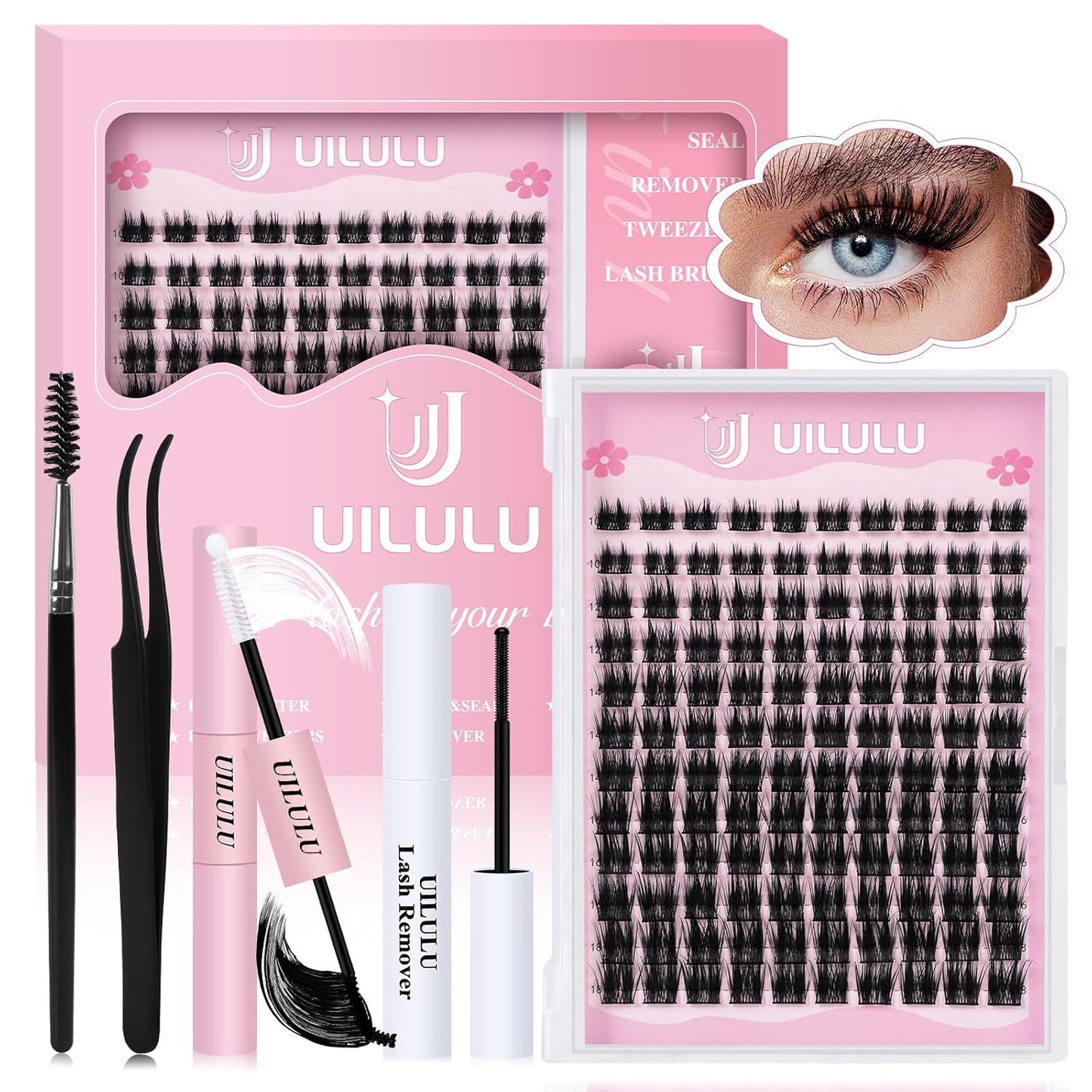 Lash Clusters kit 10-18mm DIY Lash Extension Kit 120 D Curl Lash Clusters 0.07D Wispy Individual Lashes Clusters False Eyelashes Eye Lash Extension Lash Kits Extensions Kit U05 Kit