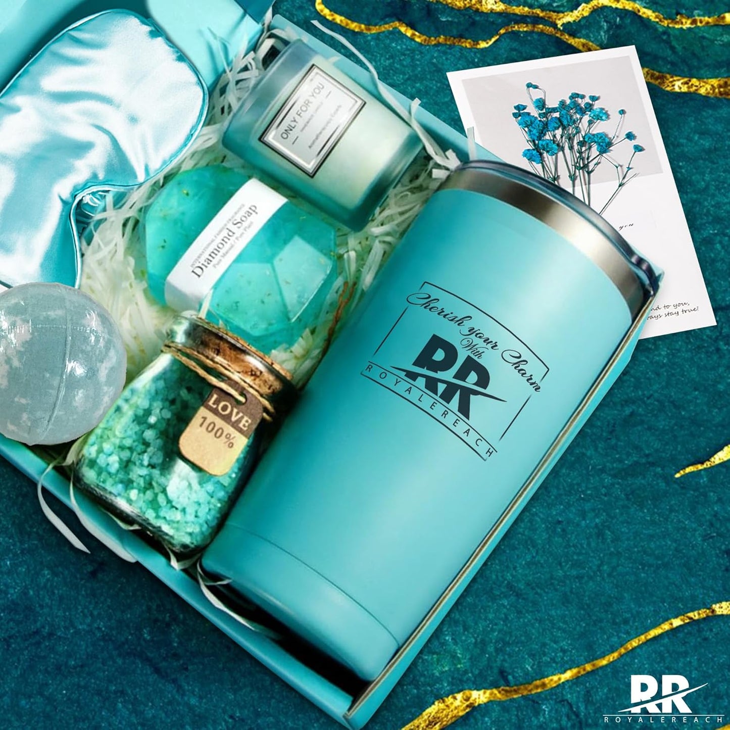 Get Well Soon Spa Gift Set for Women - Thoughtful Care Package with 7 Relaxing Items Including Soy Candle, Bath Bomb, and 22oz Coffee Tumbler - Surgery Recovery Gifts