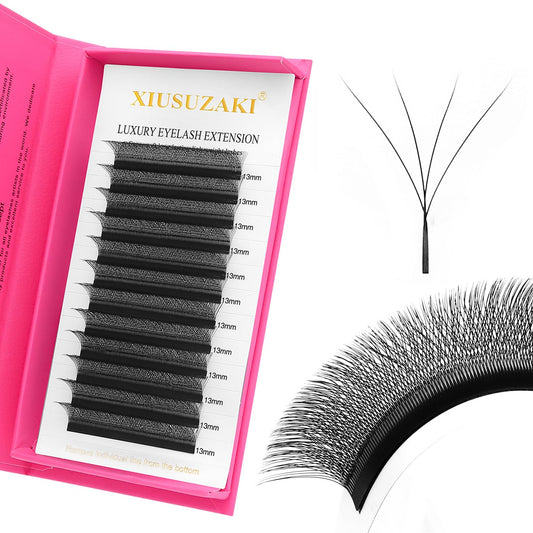 W Lash Extensions Supplies 4D Eyelash Extensions W Shape 0.07mm Thickness D Curl 10mm Premade Fans Easy Fan Lashes Volume Matte Black 12 Rows Crisscross Eye Lashes(W-4D-0.07-D,10mm)
