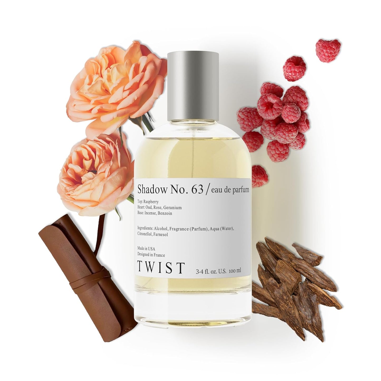 Twist Shadow No. 63 - Eau De Parfum Inspired by LV Ombre Nomade, Long-Lasting Perfume For Women & Men, Paraben Free, Vegan, Clean Ingredients, Unisex, Fragrance - Spray 100 ml | 3.4 fl. oz.