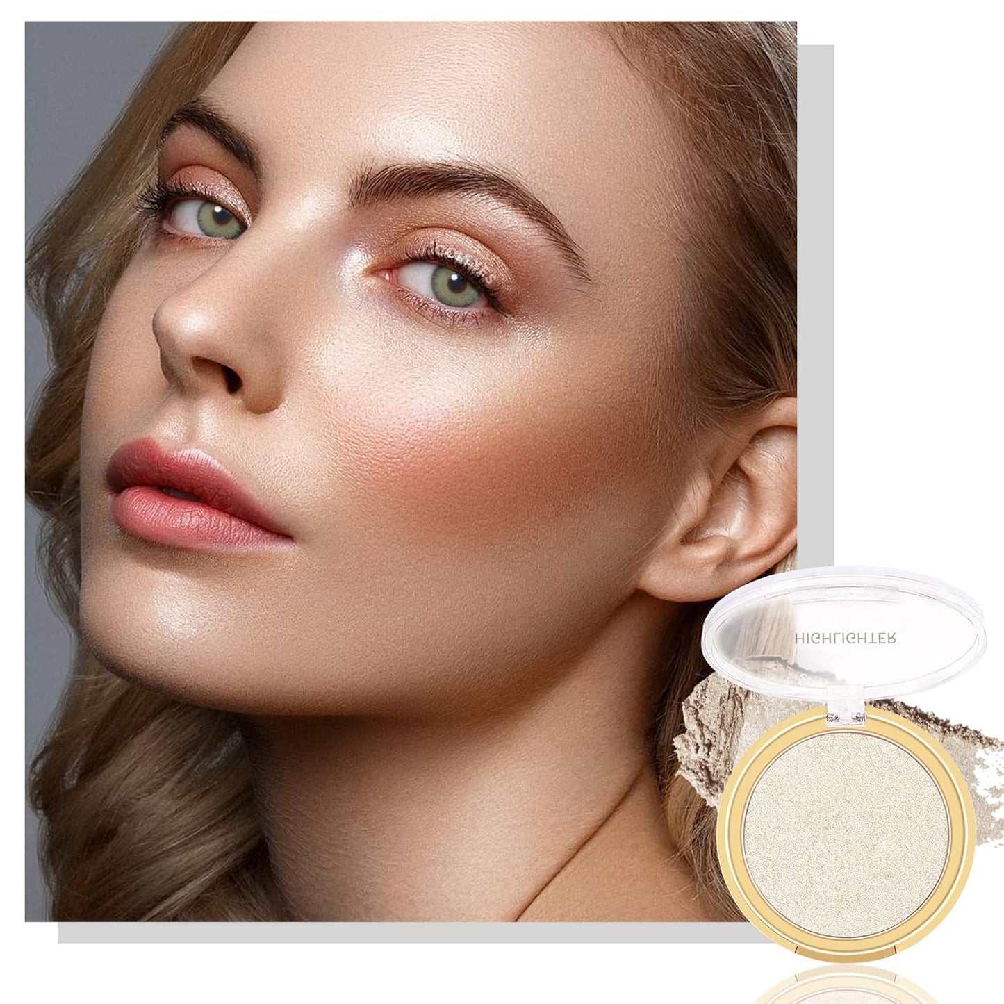 Boobeen Highlighter Powder Palette - Glow Shimmer Illuminator for Face Highlighter Makeup, Long Lasting Brighten Skin
