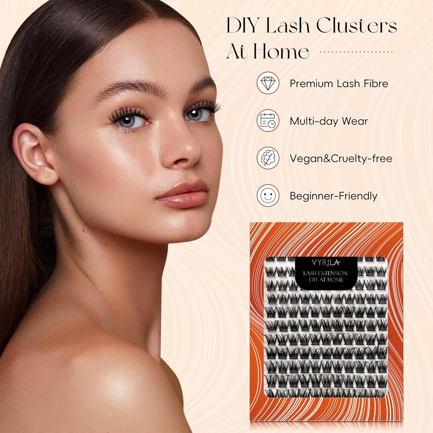 Lash Clusters DIY Lash Extensions, C Curl Individual Lashes Clusters Lashes Wispy Lash Extensions Natural Look Eyelash Clusters Mix 8-16mm(VOLUME-0.07C-8-16mm)