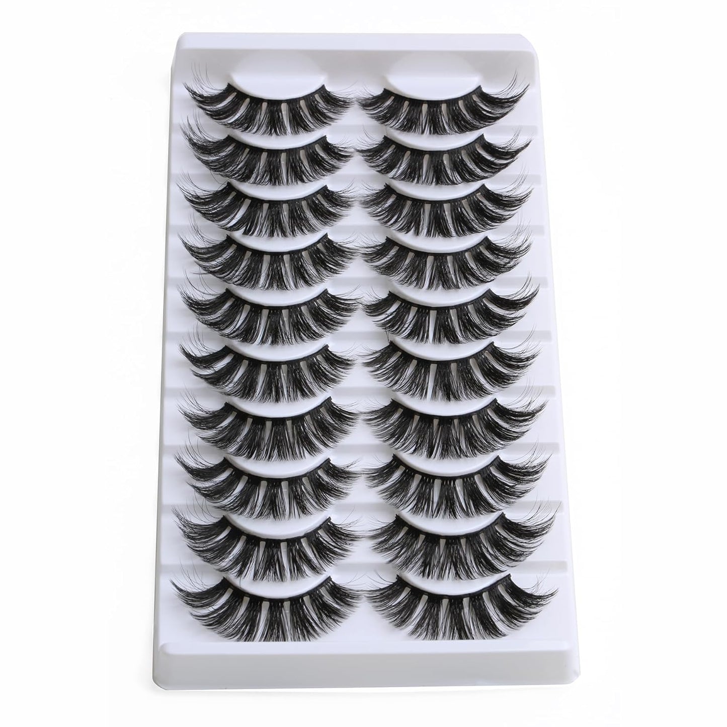 SUNWELL False Eyelashes 18mm Mink Lashes 8D Fluffy Faux Mink Lashes Dramatic Cat Eye Lashes Strips Soft Full Volume Fake Eyelashes 10 Pairs Pack
