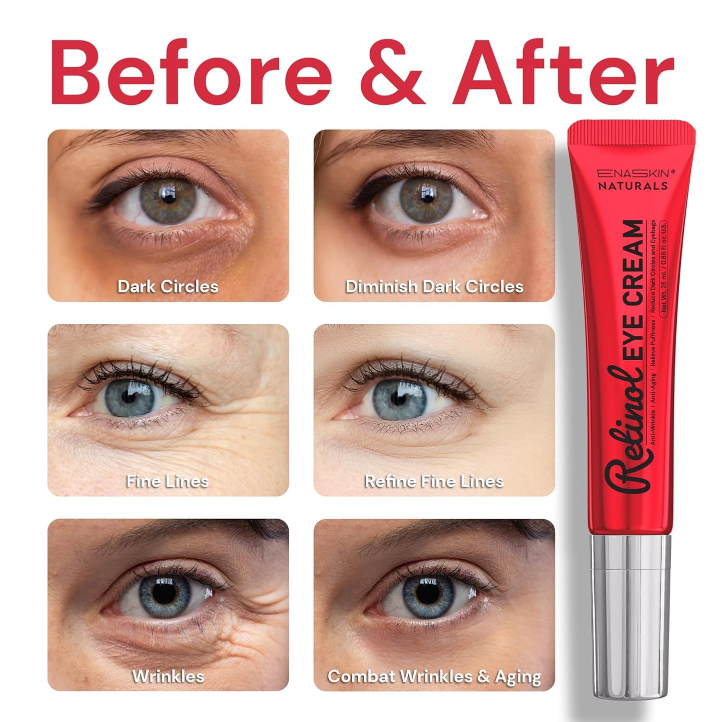 Premium Eye Cream for Anti Wrinkles: Retinol Under Eye Cream for Dark Circles and Puffiness, Advanced Formula Eye Cream with Collagen & Peptide