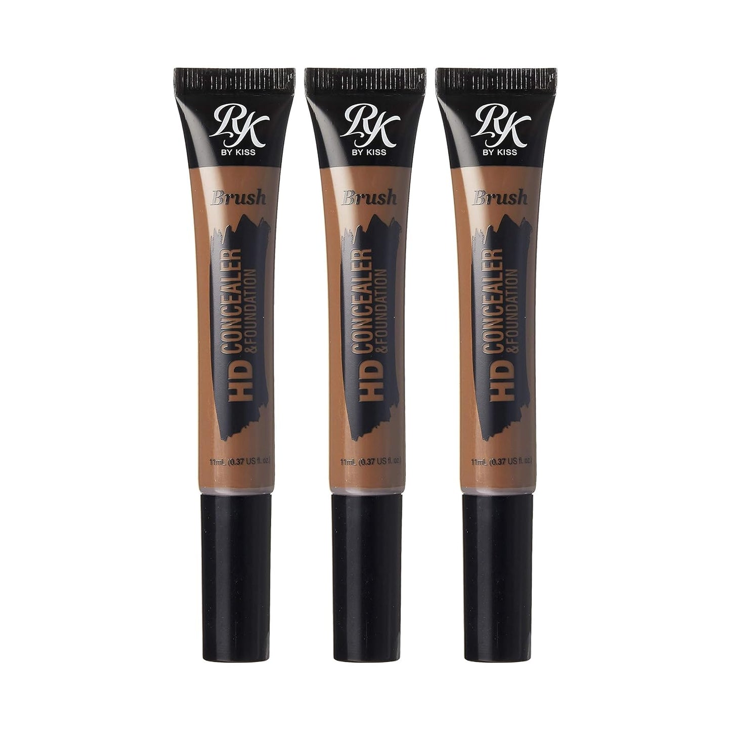 Ruby Kisses HD Brush Concealer & Foundation, Full Coverage, Color Correcting, Highlight, Contour 3 Pack (Chestnut)