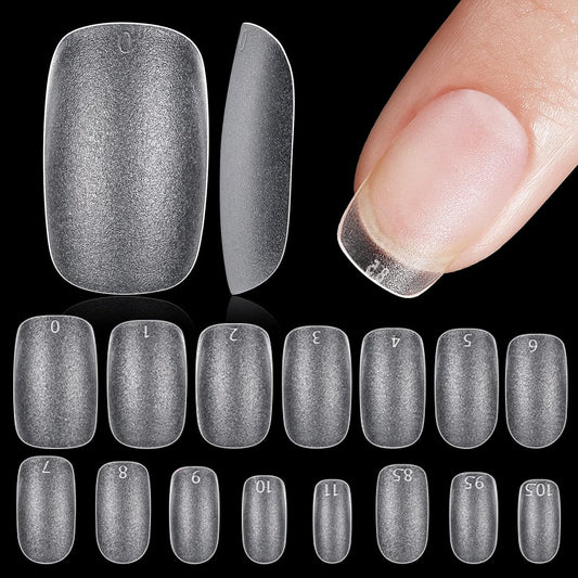 TOMICCA Short Oval Nail Tips, 240Pcs 15Sizes Double Sided Matte Nail Tips for Manicure, Acrylic Full Cover Fake False Press on Nails for Home DIY Art