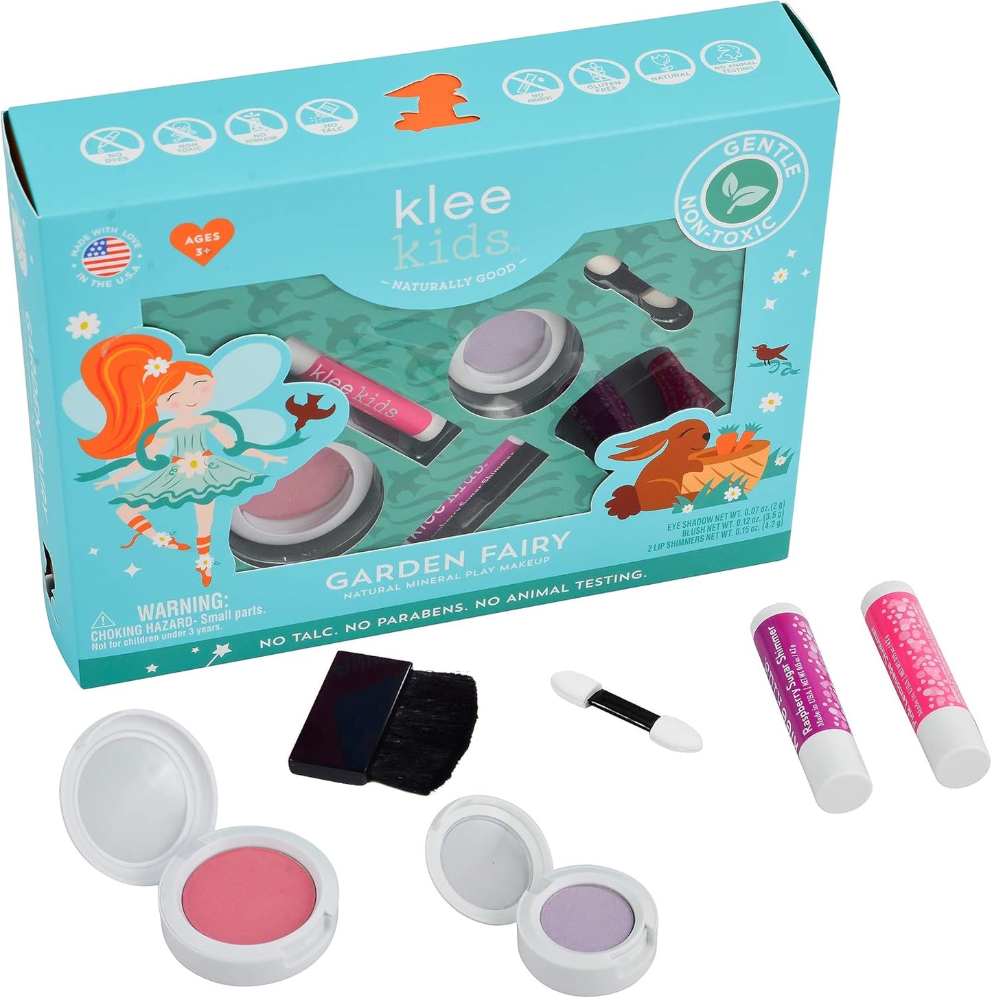Luna Star Naturals Klee Kids 4 PC Makeup Up Kits with Compacts (Garden Fairy)