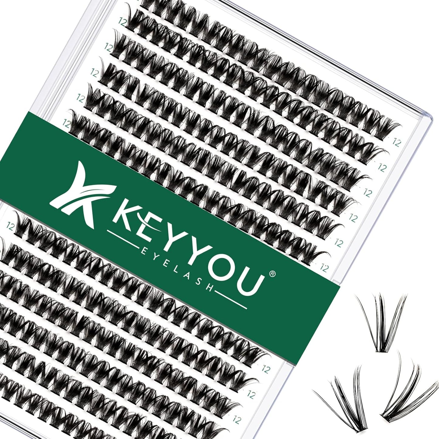 Lash Clusters 300pcs Eyelash Clusters 50D 0.07D Curl 12mm DIY Eyelash Extension KEYYOU Large Tray Volume Soft&Natural Individual Lashes(50D-0.07D,12)