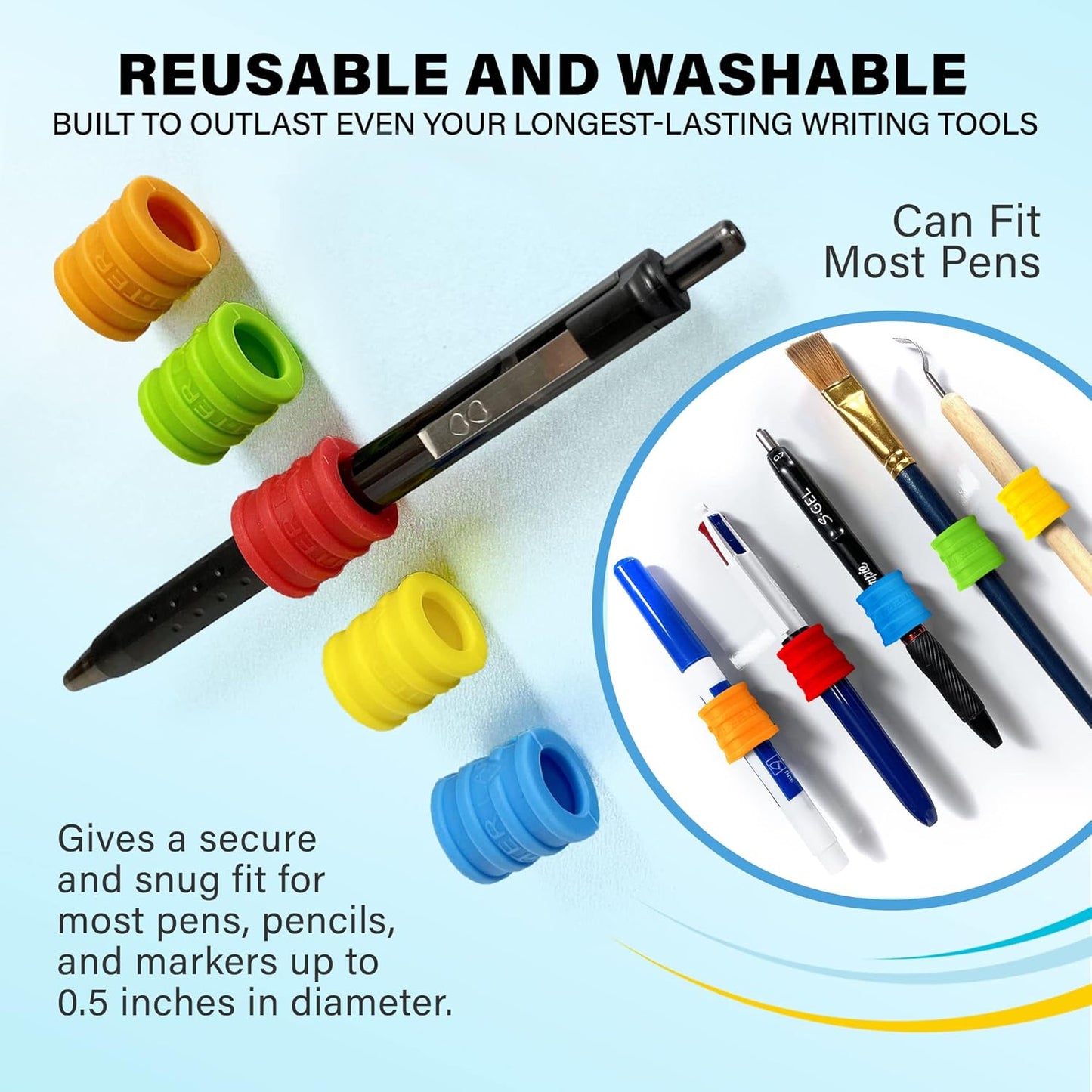 STICK-O PEN Magnetic Pen Pencil Holder - Holds most pens, pecils and thin markers. Ideal for Fridge, Task BoardS, Workshops, Classrooms, Offices and Kitchens. (Five Pack Color)