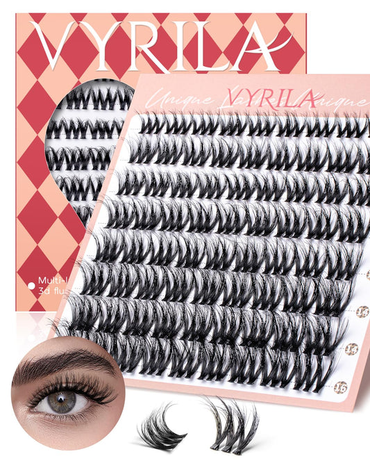 Lash Clusters 0.05mm PBT Fiber Eyelash Clusters, 0.1mm Superfine Invisiband D Curl Diy Lash Extension, 72pcs 8-16mm Individual Lashes Clusters Like Eyelash Extensions (Exotic-D-8-16Mix)