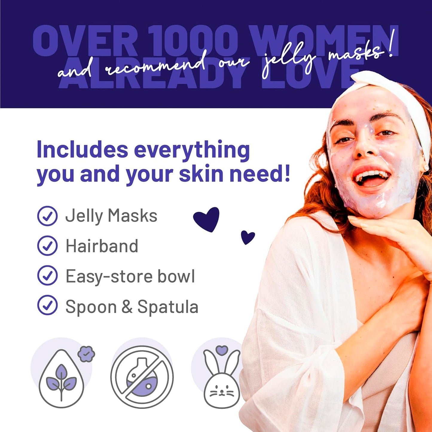 BRÜUN Jelly Mask Jar Blue Lavender Peel-Off Face Care Rubber Mask | 23 fl oz Skin Care Moisturizing Gel Mask Jar Spa Set