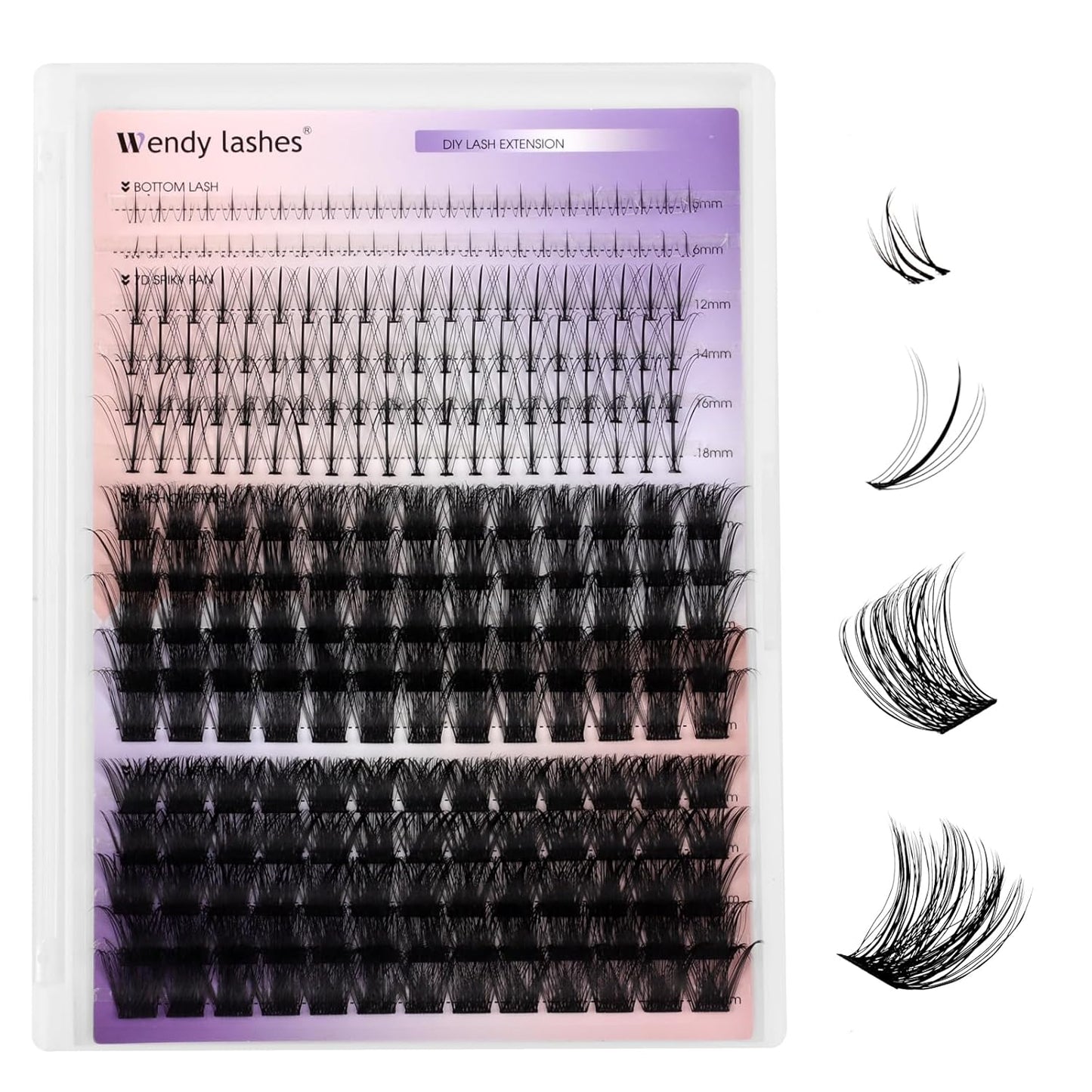 DIY Individual Lash Extensions Eyelashes Cluster Lashes 12-18 mixed D Curl Cluster Lash Nature Look Soft Wispy Cluster Eyelash Extensions（FD18+B-07-1218）