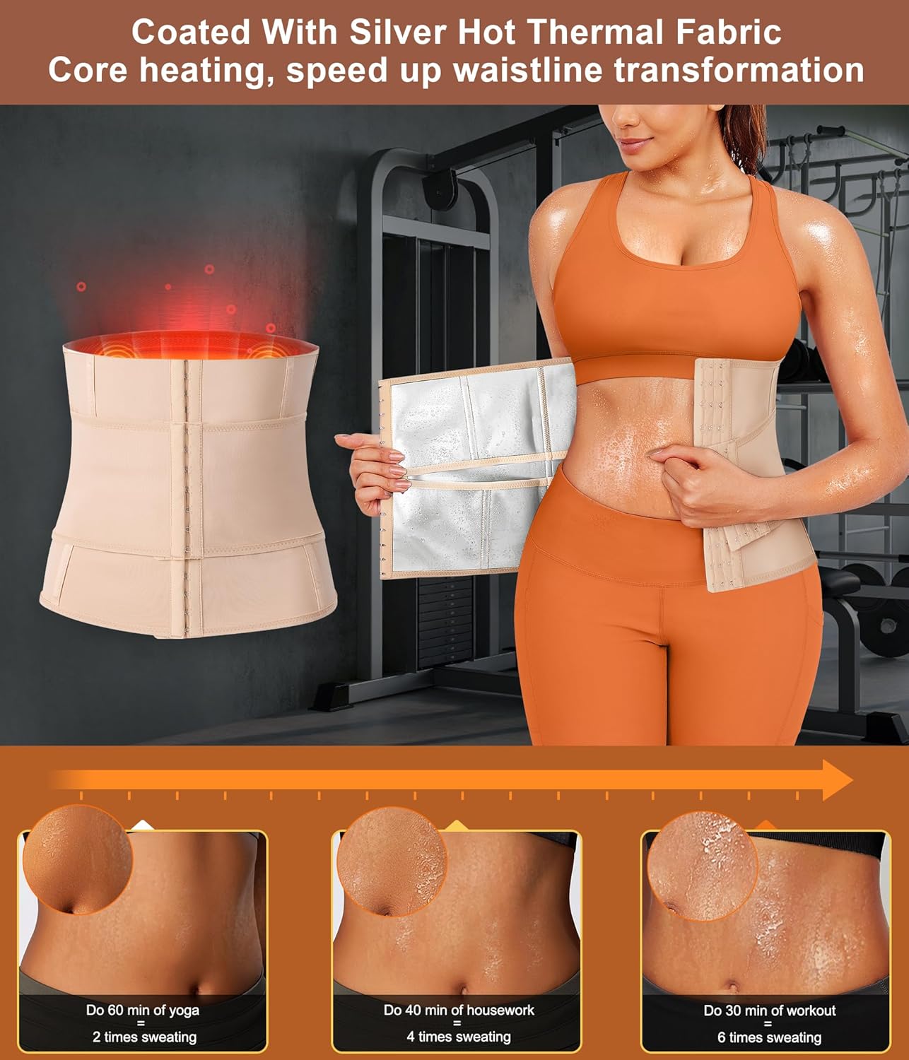 TrainingGirl Waist Trainer for Women Belly Working Out Trimmer Corset Sauna Sweat Belt Band Stomach Wrap Body Shaper Fajas