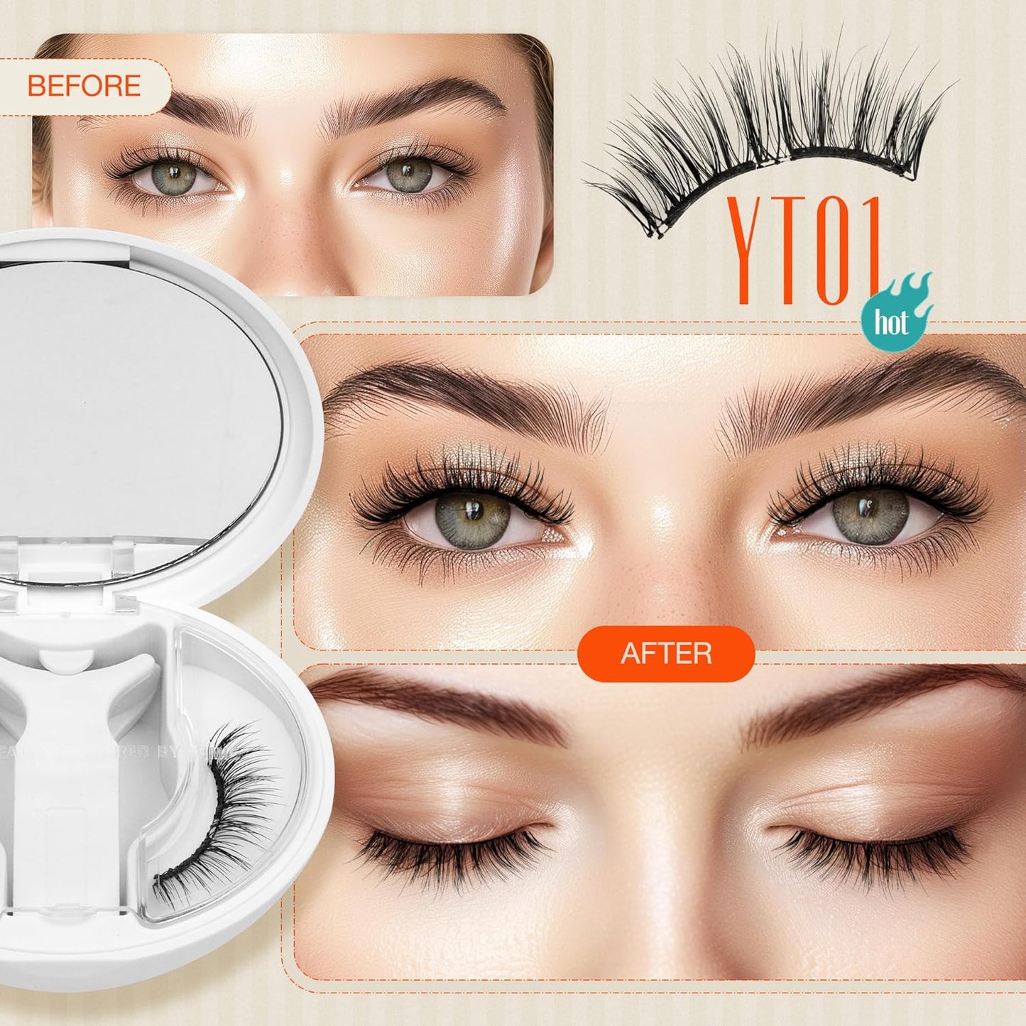LASHVIEW Upgrade Magnetic Eyelashes with Applicator Soft Magnetic Eyelashes Natural Look Reusable No Glue Needed Easy to Wear and Remove (YT01)