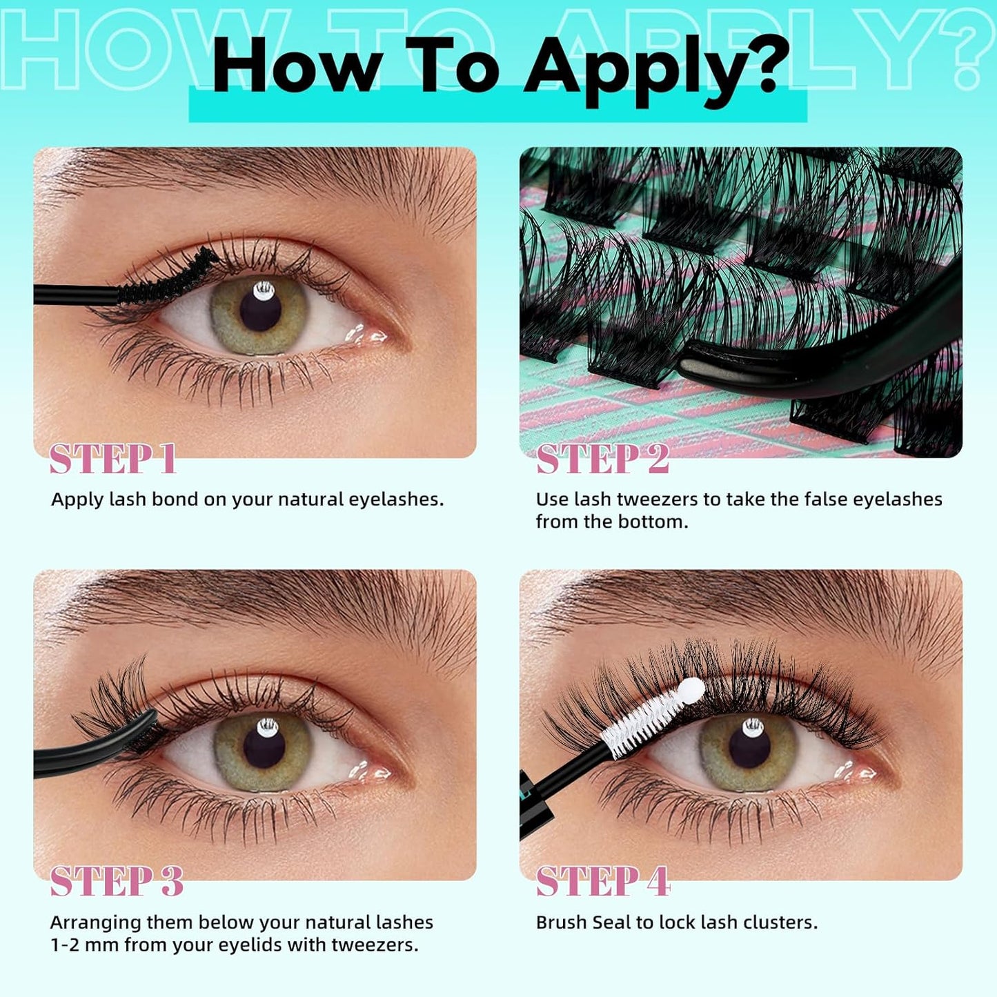 Wispy Lash Clusters Eyelash Extensions 144pcs Individual Lashes Cluster 12mm C Curl Fake Eyelash with Thin Band DIY Cluster Lashes At Home For Beginners (C-12mm)