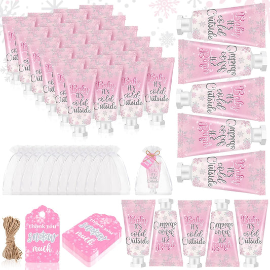 48 Sets Baby Shower Hand Cream Baby Shower Party Favors for Guests Christmas Hand Cream Gift Bulk Travel Size Lotion Set for Wedding Christmas(Cold Outside)