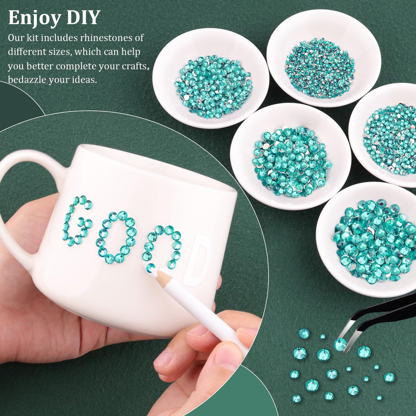 Resin Rhinestones for Crafting with B7000 Jewelry Glue, 2 Boxes Aquamarine Flatback Crystals with 3Pcs 10ml Glue for Bedazzling Crafts DIY Nail Art Makeup, Gems for Clothing Shoes