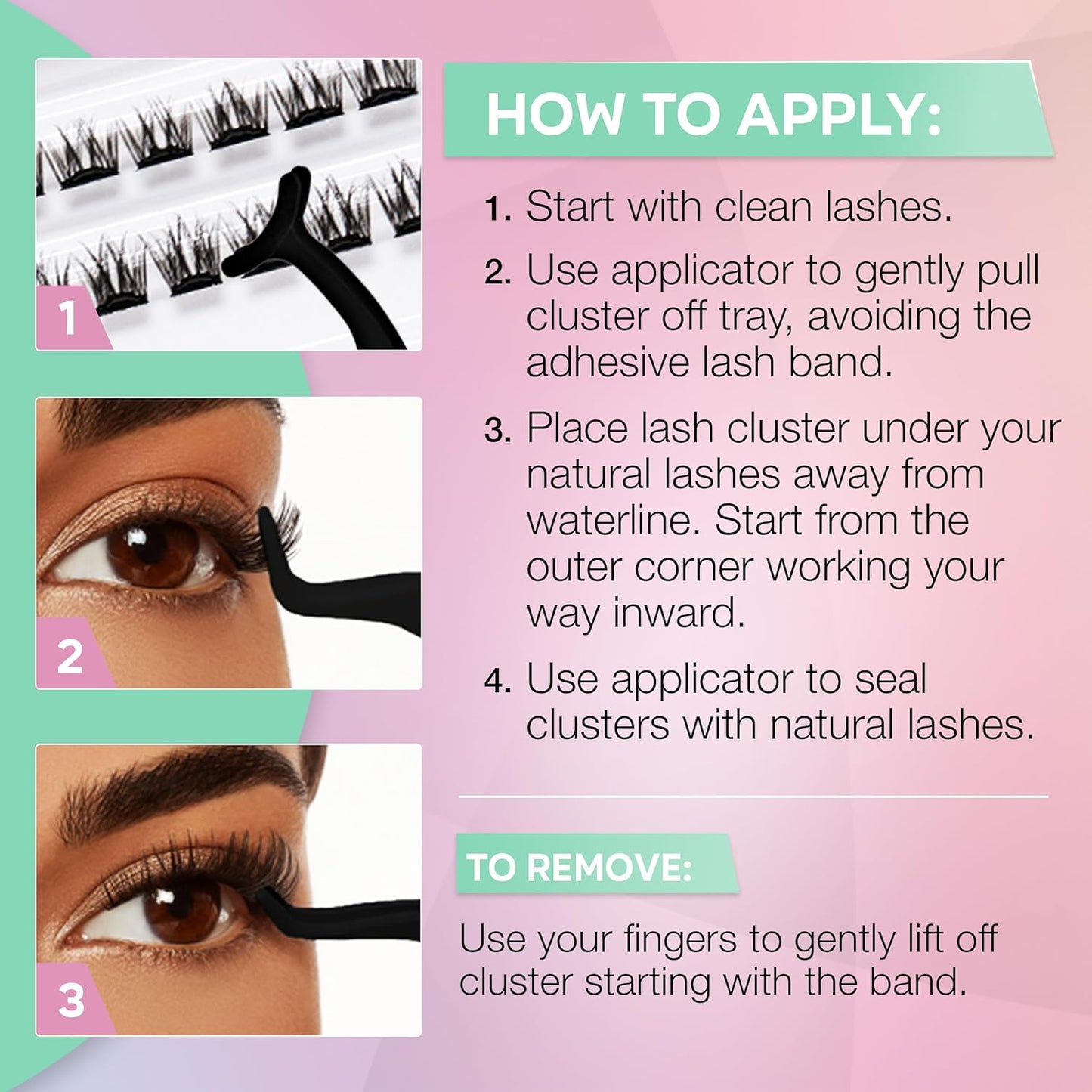 Ardell Press On Pre-Glued Underlash Extensions - DIY Lash Cluster, Eyelash Extension Kit, Naked Soft Volume - 60 ct, 1-pack