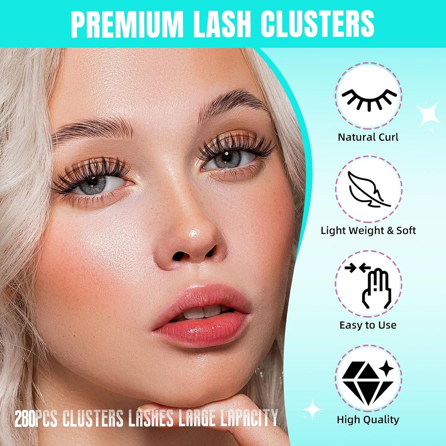 Lash Clusters Wispy 280PCS Eyelash Extension 40D 50D Cluster Lashes Individual Lashes DIY Lash Extension Natural Look Cluster Eyelash Extensions Soft False Eyelashes at Home for Beginners(12mm)