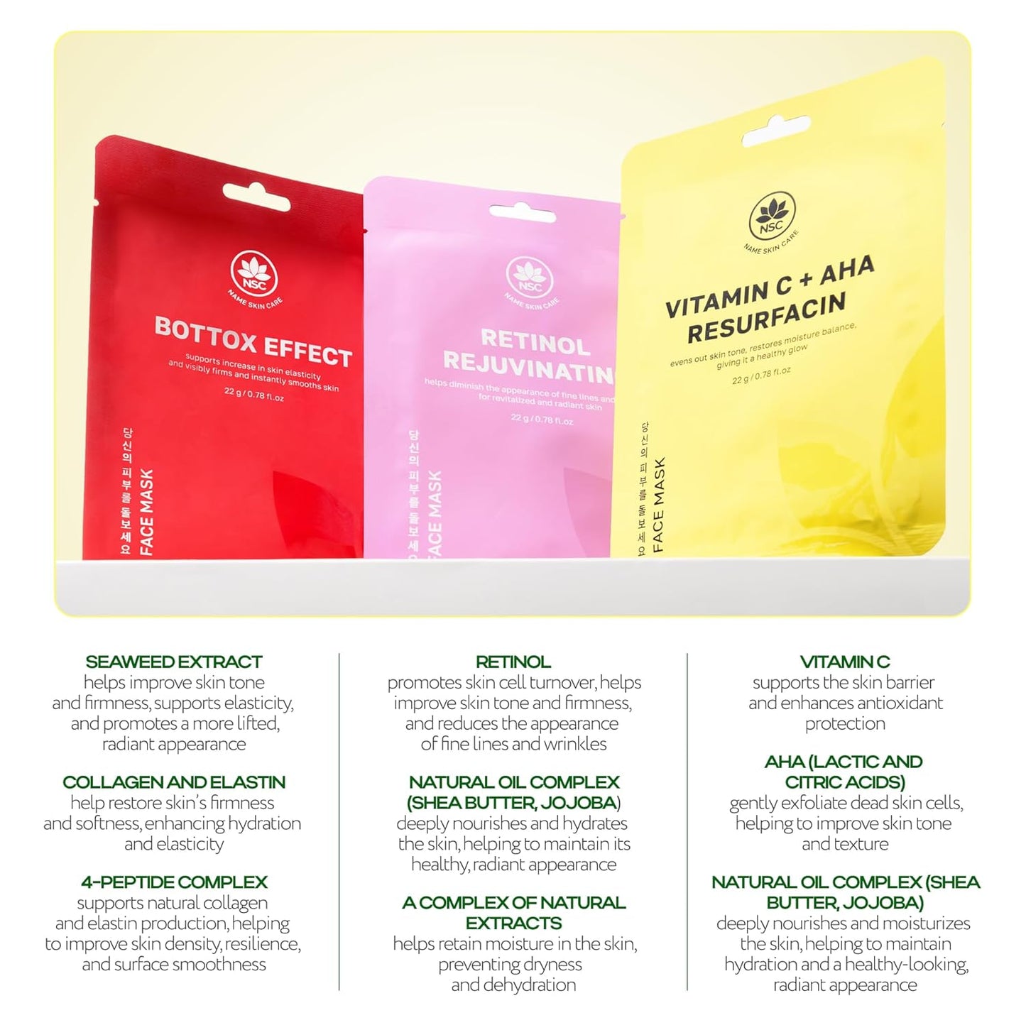 Complete Korean Face Mask Pack of 30 Hydrating Sheet Masks for All Skin Types | Refreshing, Moisturizing, Exfoliating, Anti Aging Face Masks Skincare | Vitamin C, Collagen, Retinol, Hyaluronic Acid