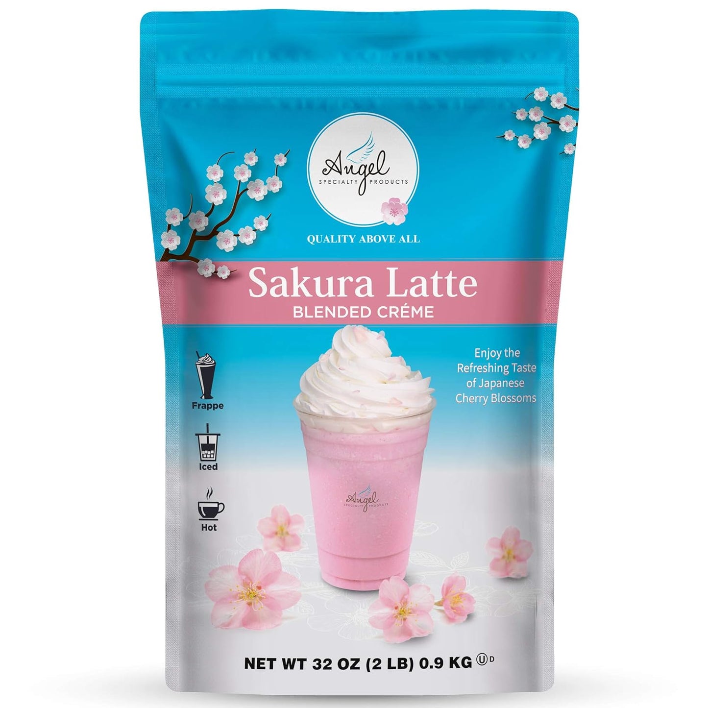 Sakura Latte Blended Crème by Angel Specialty Products [2 LB] [22 Servings]