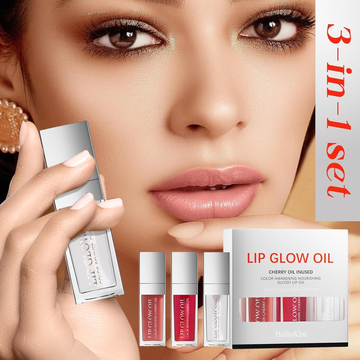 Lip Glow Oil Long Lasting Plumping Transparent Lip Balm Moisturizing Lip Oil Repairing Lip Lines and Prevents Dry Cracked for Lip Care and Dry Lips (Set-C)