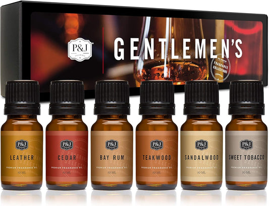 P&J Trading Fragrance Oils for Diffusers for Home Fragrance Scents for Candle Making - Soap Making Supplies - Car Diffuser Scents - Essential Home Gift Set - Gentlemen's - Cedar, Sandalwood & More