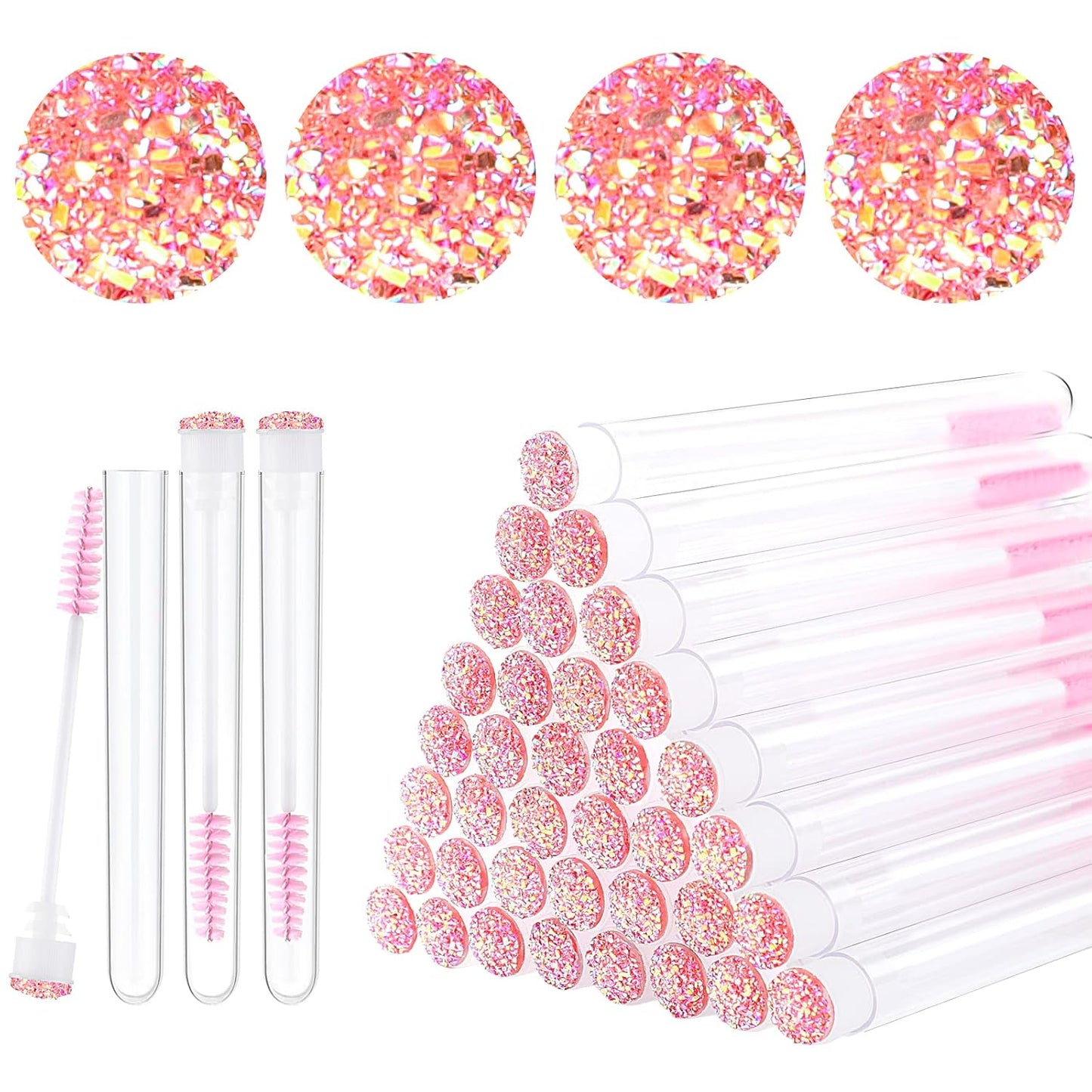 20pcs Eyelash brush Lash Wand Makeup tool Eyelash Extension supplies Cleaning brush Diamond Mascara star l pink