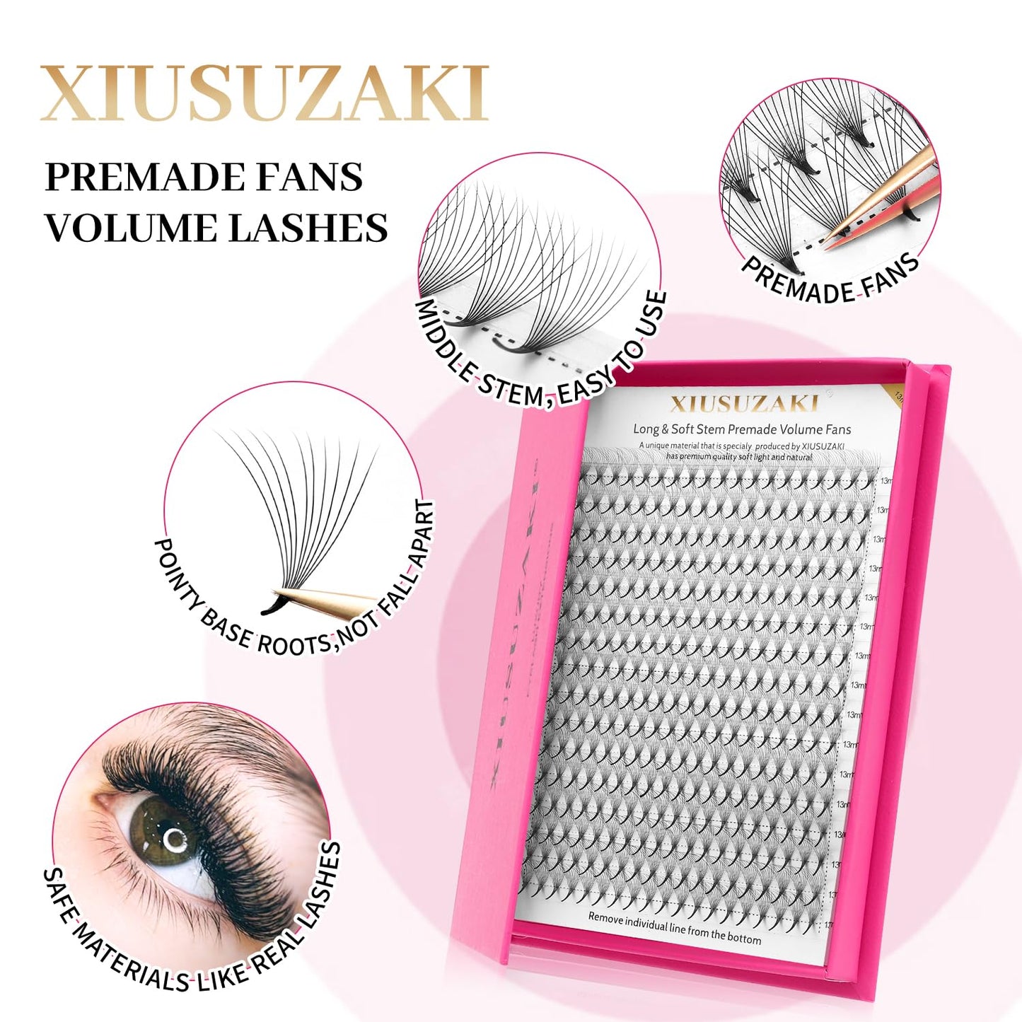 Premade Fans Eyelash Extensions 10D Volume Lash Extensions 0.07 Thickness Eyelash Extension D Curl Premade Lash Fans Mix 9-16mm Fluffy Soft Handmade Lash Fan(10D-0.07-D,9-16mm)
