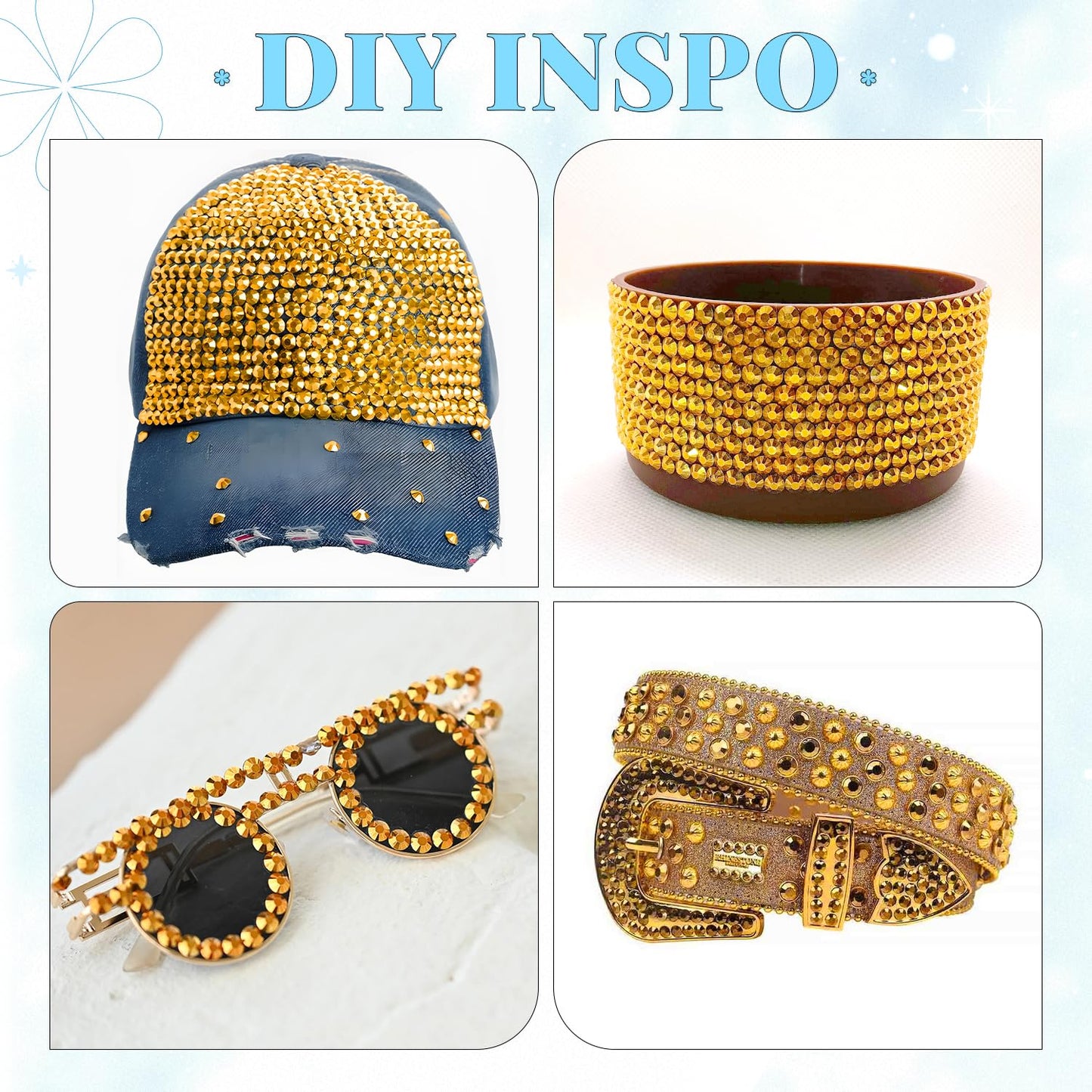 6000Pcs Resin Rhinestones for Bedazzling with 3Pcs B7000 Jewelry Glue, 1 Box Mine Gold Flatback Rhinestones for Crafting Crafts DIY, Crystals Gems for Clothing Shoes Tumblers Nail Art Makeup