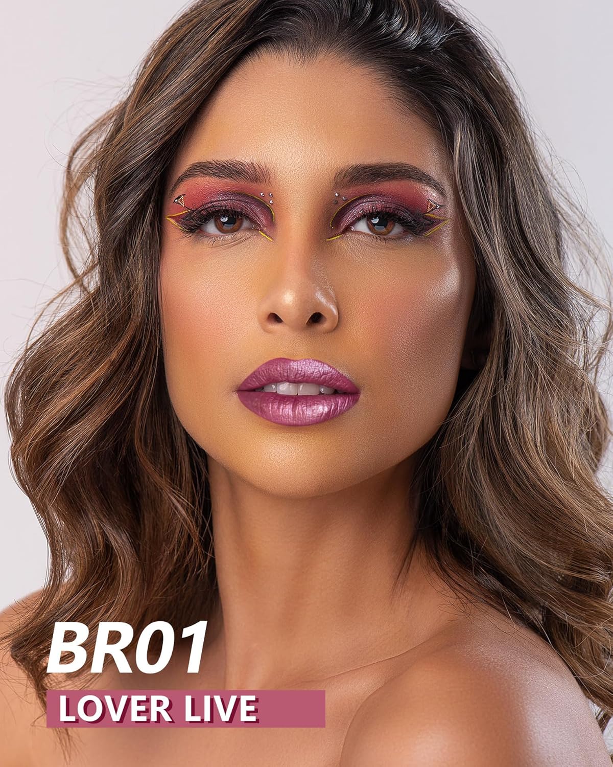 MAKI YIKA 3Pc Metallic Lipstick Long Lasting Pink Brown Red Glitter Lipsticks High Shine Lipstick No Smudge No Transfer Liquid Lip Gloss (Pink/Brown/Red)