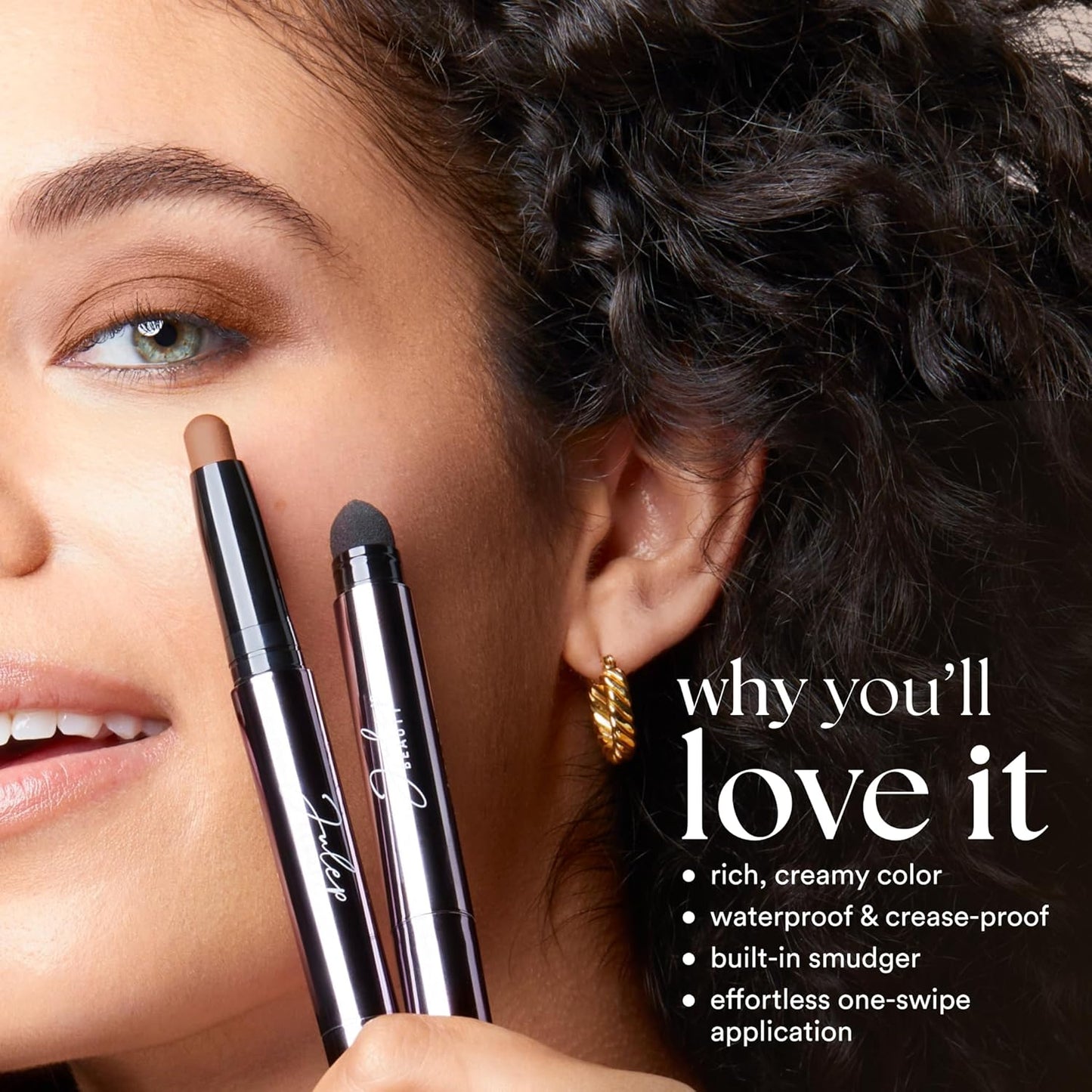 Julep Eyeshadow 101 Cream-to-Powder Waterproof Shadow Stick – Smoky Tawny Matte – Long-Lasting, Crease-Proof, Muted Brown Matte Eyeshadow with Built-in Smudger