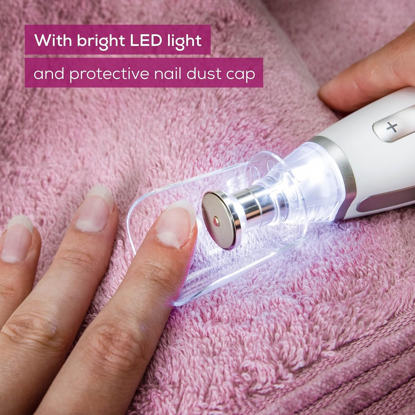 Beurer MP62 Professional Nail Drill Kit, Portable Electric File Machine with 10 Attachments & 10 Sanding Bands, Efile Dremel for Acrylic Gel Manicure and Pedicure, LED Light, with Storage Case