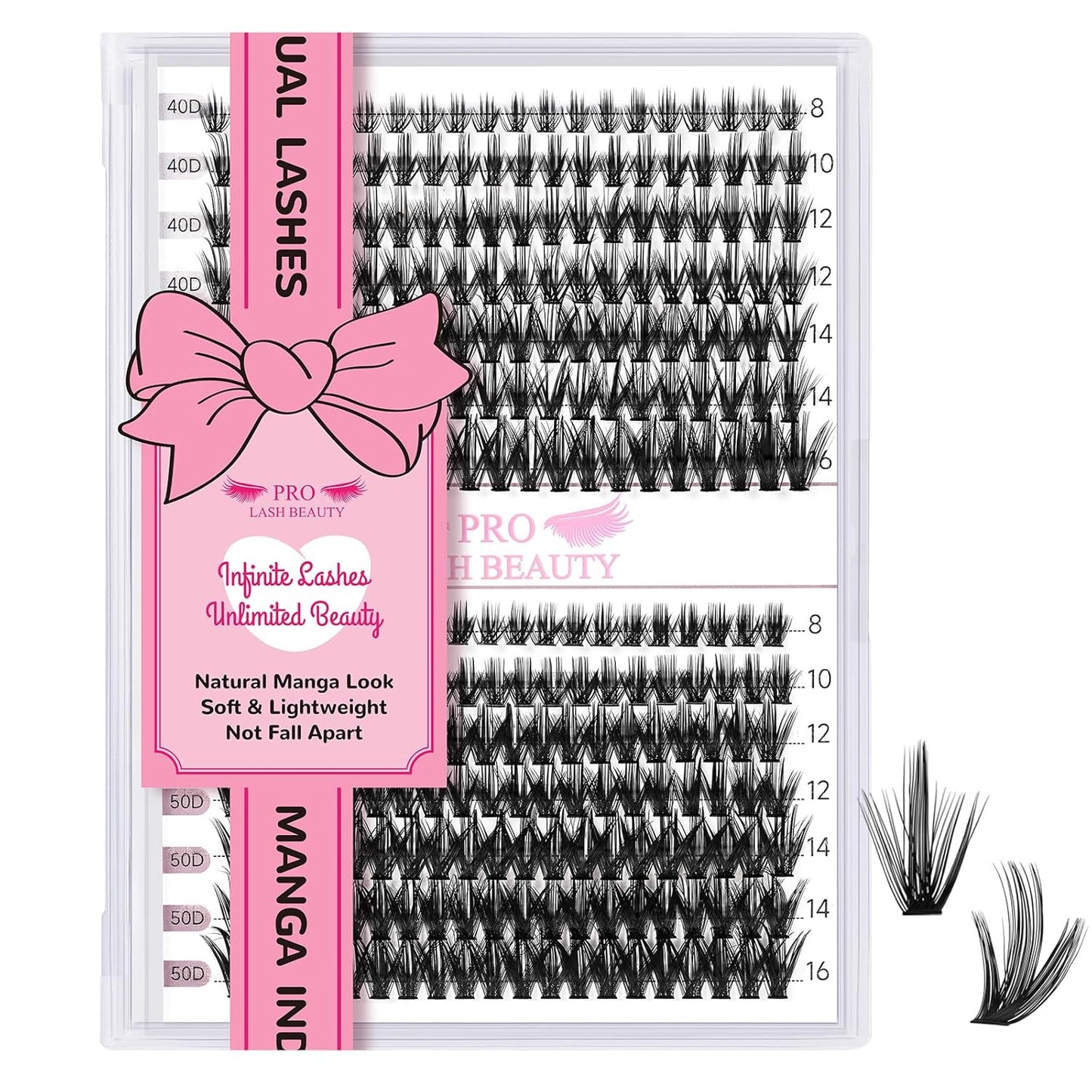 280 Pcs Individual Lashes 40D+50D Mixed Lash Clusters Devil Style Lashes That Look Like Eyelash Extensions Wispy Lashes DIY Individual Lashes At Home (40D+50D-C-8-16mix,Manga)
