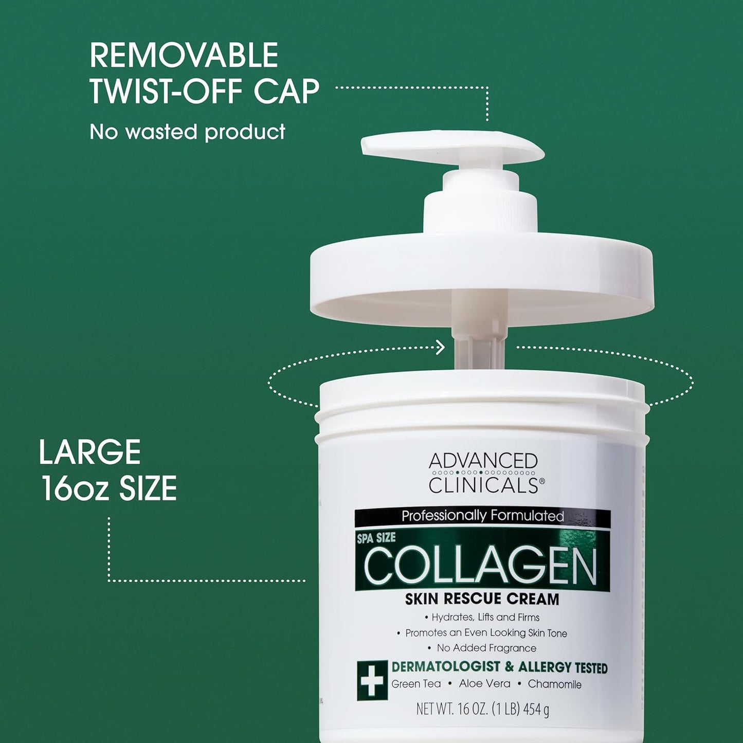 Advanced Clinicals Collagen Cream Body Lotion & Face Moisturizer W/Vitamin E | Skincare Collagen Lotion For Women, Men, Hand, & Neck Improves Look Of Crepe Skin & Uneven Dry Skin, 16Oz + Travel Size
