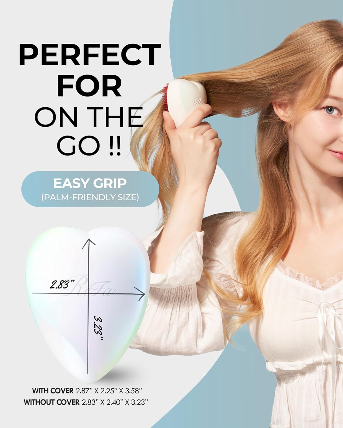 ReFa Heart Brush AURORA WHITE | Heart Shaped Hair Brush for Women | No Tangle Hair Brush | Small Hair Brush for Thick Hair | Hair Detangler Hair Brush Travel Hair Brush