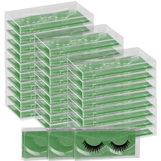 Premium Lash Display Cases - 30 Pack Customizable False Eyelash Storage Containers (Green)