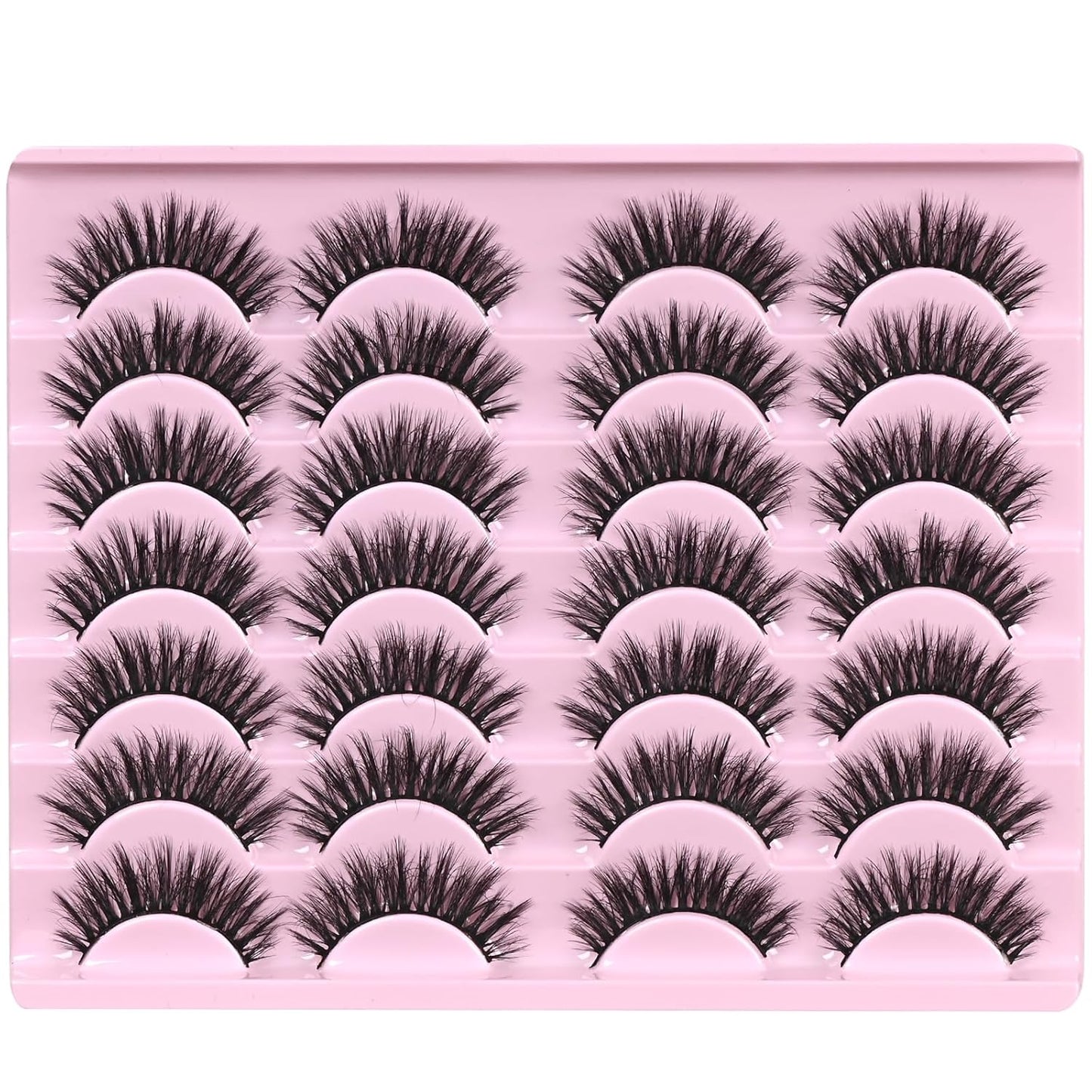FARRED Lashes Natural Look Short Cat Eye Natural Lashes Fluffy Wispy False Eyelashes 14 Pairs Faux Mink Strip Eye Lashes Pack for Daily Makeup (F7 | 6-15mm)