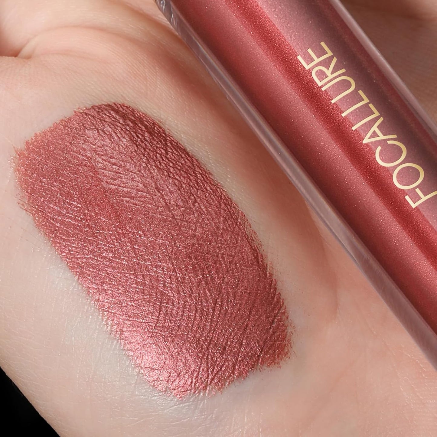 FOCALLURE Metallic Liquid Lipstick,Non Stick Cup Lip Gloss,High Impact Lip Color with Transfer-proof Wear,Long Lasting & Waterproof Lipstick Makeup for Women,Love Galore