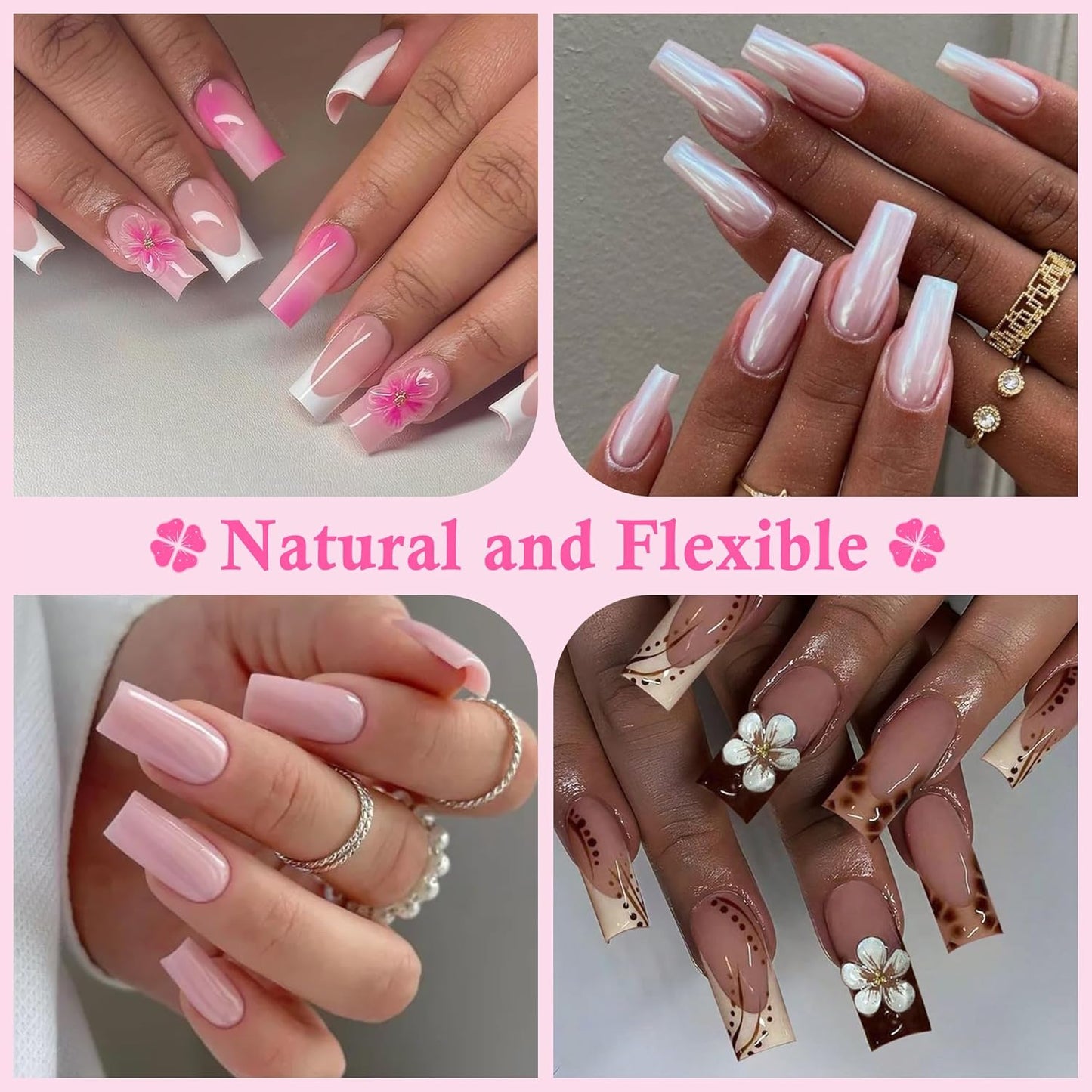 Nail Tips Square: 504pcs Pre-etched Square Press on Nails Clear Full Cover Fake Nails for French Nail Extension Salon Home DIY 12 Sizes Gel Tips