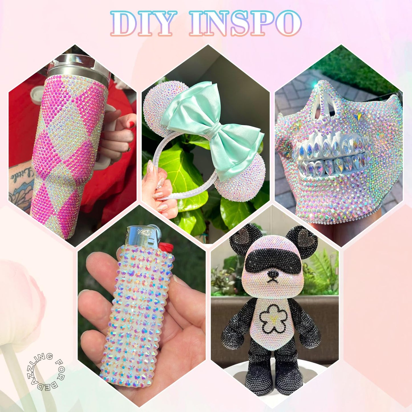 30000Pcs Resin Transparent AB Rhinestones for Bedazzling Crafting with b7000 Jewelry Glue, Bulk Flatback Gems Bedazzler Kit for Crafts Clothes Shoes Fabric Nail Diamond Art, Assorted Size 2/3/4/5/6mm