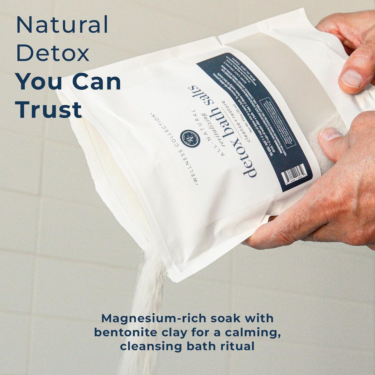 Rowe Casa Organics Detox Bath Salts with Health Boosting Magnesium and Bentonite Clay – Natural Bath Soak for Body Cleanse, Restore, and Relaxation, 35 Oz