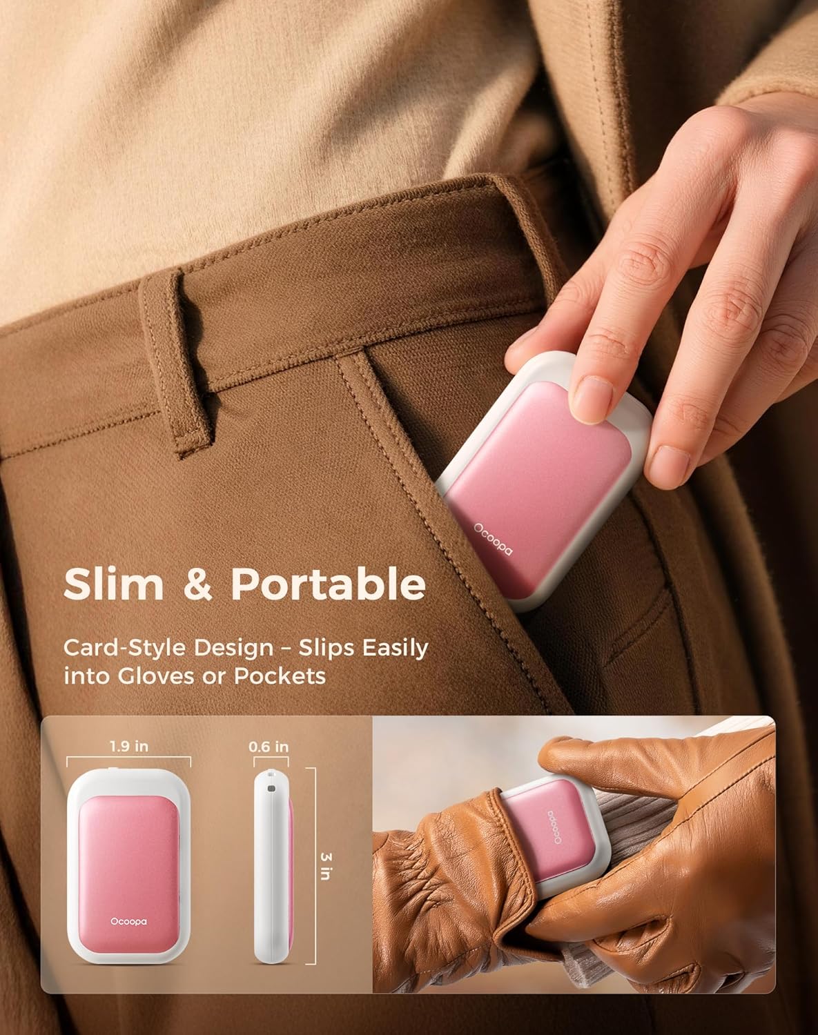 OCOOPA AI Magnetic Hand Warmers Rechargeable 2 Pack, 5000mAh Ultra-Thin Electric Glove Heater Handwarmer,UL Certified, Men Women Gifts for Christmas,Birthday,Winter Essentials,UT4 Young